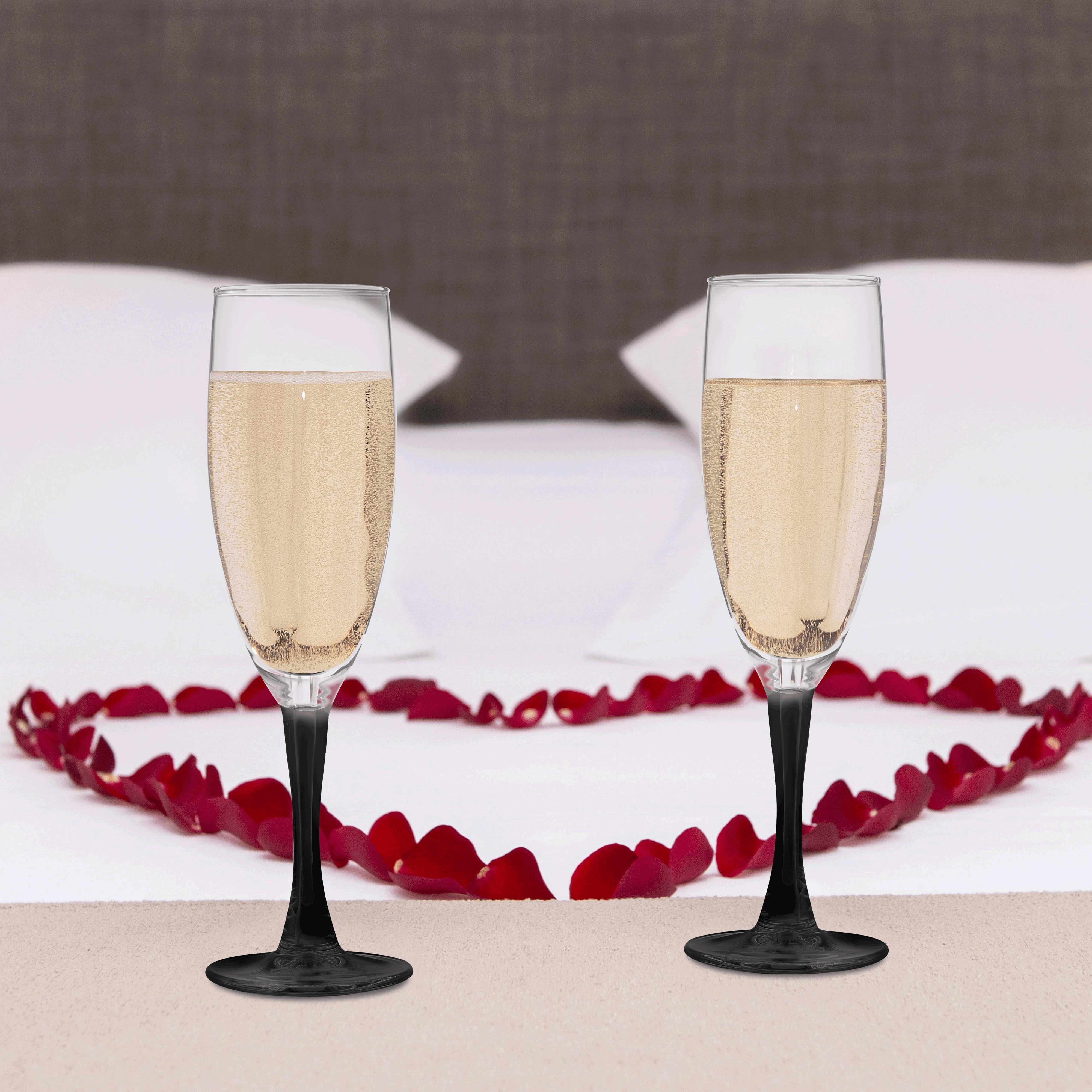 Nuance Champagne Flutes by ARC 5.75 oz. Set of 10, Bulk Pack - Perfect for Hotel, Bar, Restaurant or Lounge - Black