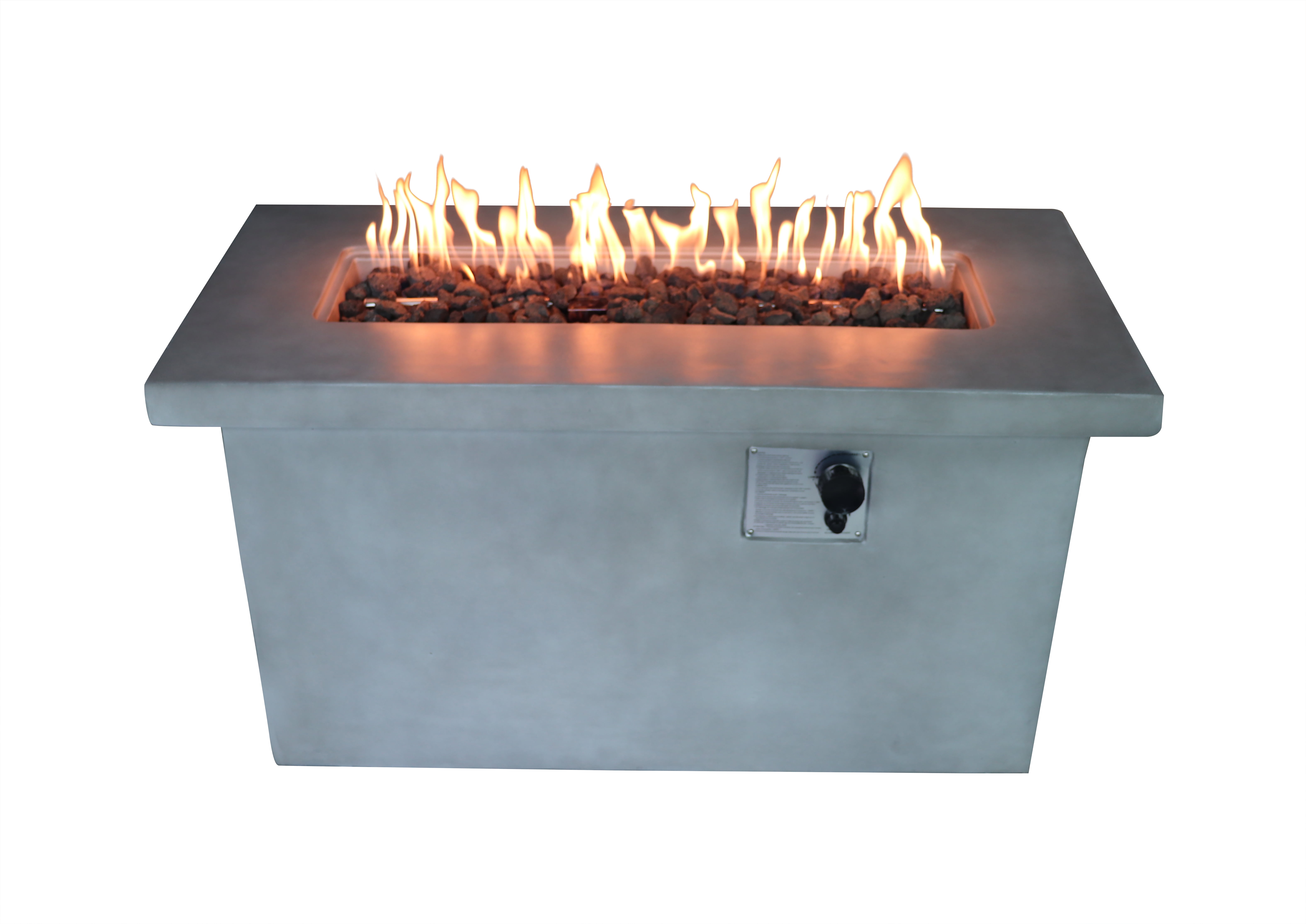 E-Western 24-inch Outdoor Gas Fire Pit Table in Concrete with Lava Rocks BTU 50000 Rust & Weather Resistant Gray