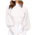 thumbnail image 3 of Duoif Sweaters for Women Trendy Womens High Collar Solid Color Long Sleeve Pullover Sweater Knit Thick Casual Tops Women's Sweaters Womens Tops White XL, 3 of 7