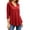 Red, variant on hoksml Women Drawstring Hood V Neck 3/4 Sleeve Tunic Top Curved Hem Loose Raglan Pullover for Casual Daily Lounge