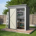 thumbnail image 5 of Asofer 5 'x 3' Outdoor Storage Shed on Sale, Galvanized Metal Tool Shed with Air Vent for Backyard Patio, Dark Gray, 5 of 10