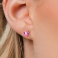 thumbnail image 3 of Gem Stone King 14K Yellow Gold Pink Mystic Topaz Stud Earrings for Women Men | 1.90 Cttw | Gemstone November Birthstone | Heart Shape 6MM, 3 of 6