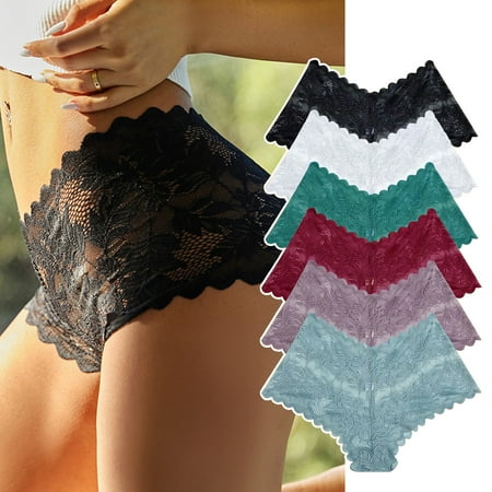 Comfy Underwear for Women  Women s Underwear  Womens Lace Underwear  Sexy Underwear  Women Floral Lace Panties Sexy Bikini Underwear Lace Tangas Lace Cheeky Panty 6PC  Multicolor  5XL