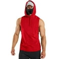 thumbnail image 2 of MAWCLOS Mens Hooded Tops Drawstring Sweatshirt Sleeveless Hoodies Regular Fit Gym Solid Color Pullover Top Red M, 2 of 7