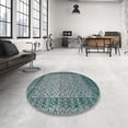 thumbnail image 4 of Ahgly Company Machine Washable Indoor Round Abstract Dark Blue Grey Blue Area Rugs, 3' Round, 4 of 7