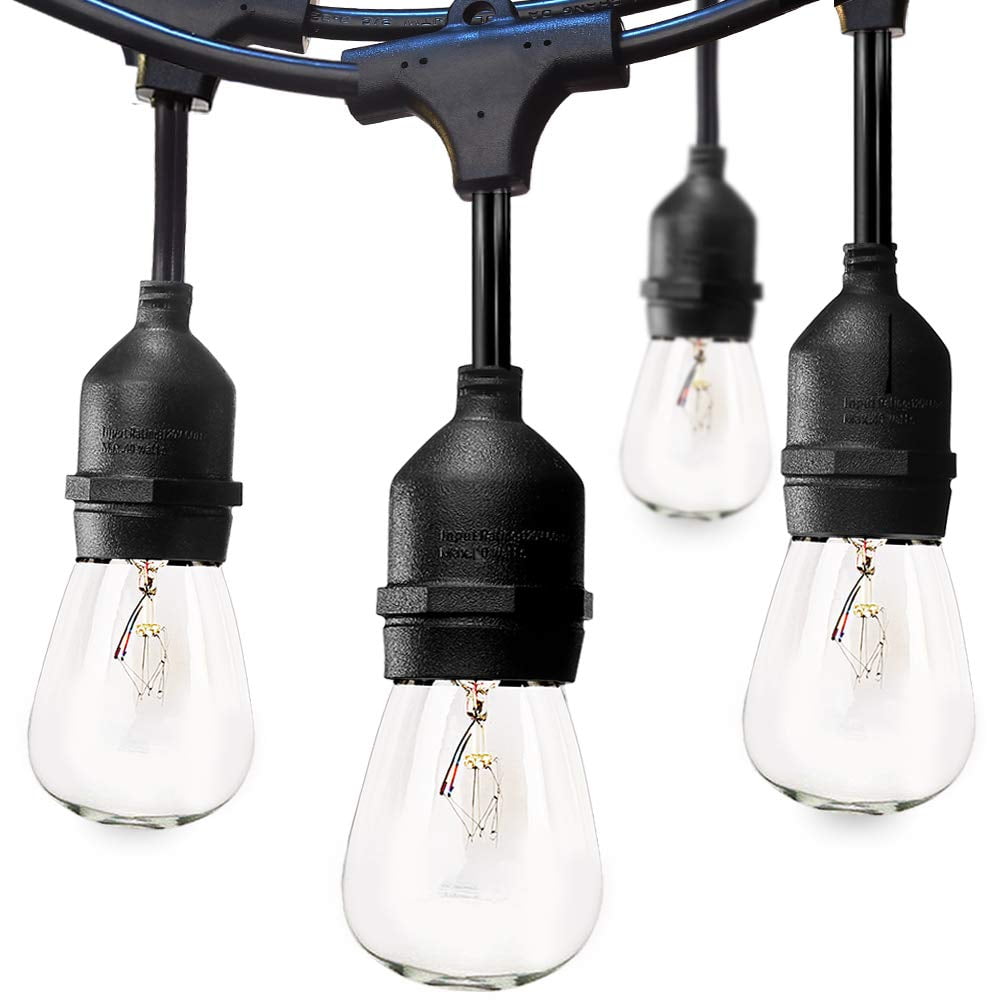 48 FT Commercial Weatherproof Outdoor String Lights 15 Hanging Sockets