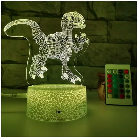 

3D Dinosaur Night Light USB Charging Digital Night Light for Boys Teen Children Gifts 23 Black Touch Colorful Remote Control