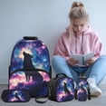 thumbnail image 2 of Yspwyqan Galaxy Nebula Wolf Kids Backpack Set 4Pcs with Lunch Box Pencil Case Water Bottle, Lightweight Fits 13 Inch Laptop Backpack for Elementary Middle School, 2 of 7