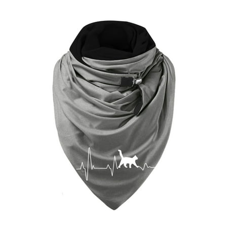 

Aompmsdx Printing Women Fashion Warm Casual Shawls Scarves Wrap Button Soft Scarfchild Cap Winter