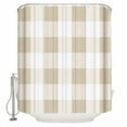 thumbnail image 2 of Beige Plaid Waterproof Fabric Shower Curtain, Spring Summer Farmhouse Buffalo Checkered Shower Curtain for Bathroom Curtains Bathtubs Hotel Washable Shower Curtains with 12 Hooks Stall 48x72in, 2 of 6