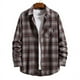 thumbnail image 1 of Blusa y camisa de manga larga con cuello vuelto para hombre, blusa informal de moda con estampado a cuadros y bolsillos, blusa de manga larga para hombre, 1 of 4