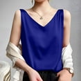 thumbnail image 2 of Lixiuxyad Built-in Bra Tank Tops Women's V Neck Sleeveless Satin Tank Top(Blue XXL), 2 of 3