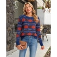 thumbnail image 4 of Halloween Sweaters for Women 2026 Fall Pumpkin Knit Pullover Sweater Fair isle Crewneck Navy Blue Sweaters Shermie, 4 of 9