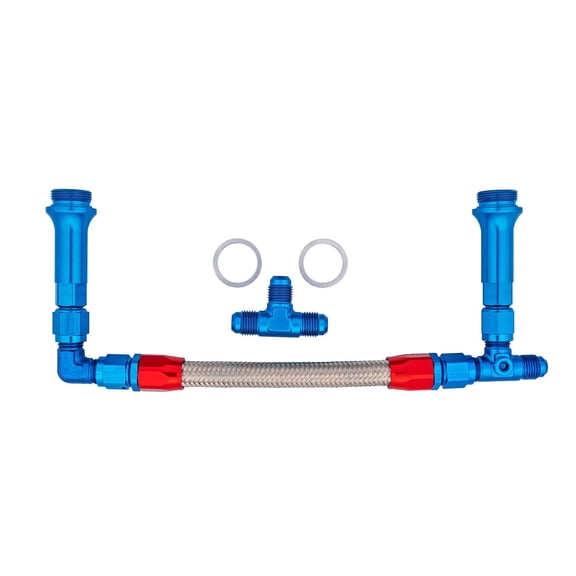 JEGS Dual Feed Fuel Line Kit for Holley 4150 Carburetors [-6 AN, Blue/Red]