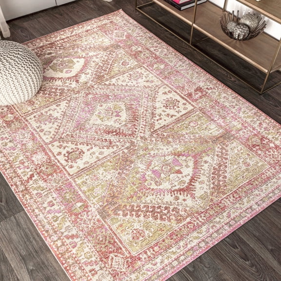 JONATHAN Y MODERN PERSIAN 5 x 8 Area Rug, Darija Ornate Geometric Medallion - Pink, MDP308B-5