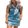 thumbnail image 1 of Robe en Jean pour Femmes, Jupe à Bretelles Réglables, Salopette avec Poches, 1 of 6