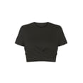 thumbnail image 4 of Seyurigaoka Women Summer Short Sleeve Blouse T-shirts, Round Neck Solid Color Casual Twist Crop Tops, 4 of 6