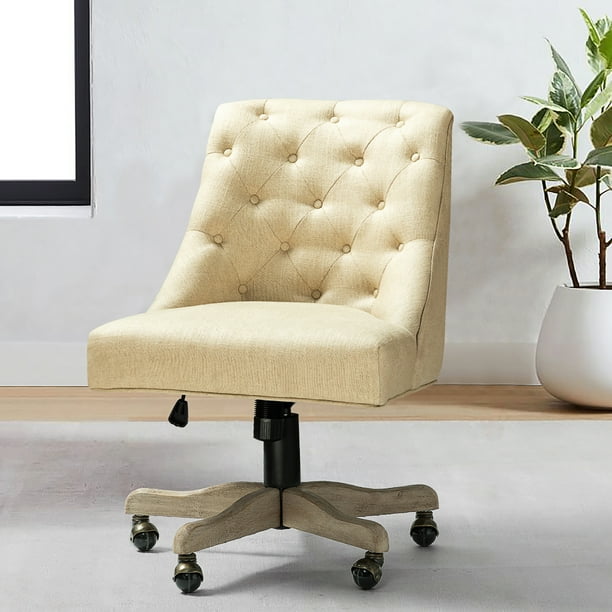 Jovita Swivel Task Chair With Tuft Back For Home Office In Linen Walmart Com Walmart Com