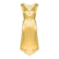 thumbnail image 5 of iiniim Women Metallic Lyrical Dance Dress Lace-Up Sides Split Tunics Dancewear Yellow L, 5 of 7