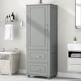 thumbnail image 2 of Bellemave 61.4”H Tall Bathroom Storage Cabinet Freestanding Storage Cabinet with 2 Drawers and 1 Door Wooden Floor Cabinet with Adjustable Shelves for Home, Kitchen, Living Room, Gray, 2 of 11