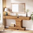 thumbnail image 4 of Tribesigns Table Console de 63 Pouces de Long, Table d'Entrée Moderne en Bois avec Base en Forme de I, Table d'Exposition Rustique pour Couloir Ou Salon, Noyer, 4 of 5
