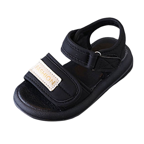 Staki Toddler Sandals Girl's Sandals Ankle Strap Flat Sandals Summer Beach Vacation Sandal(Black,12 Little Kid)
