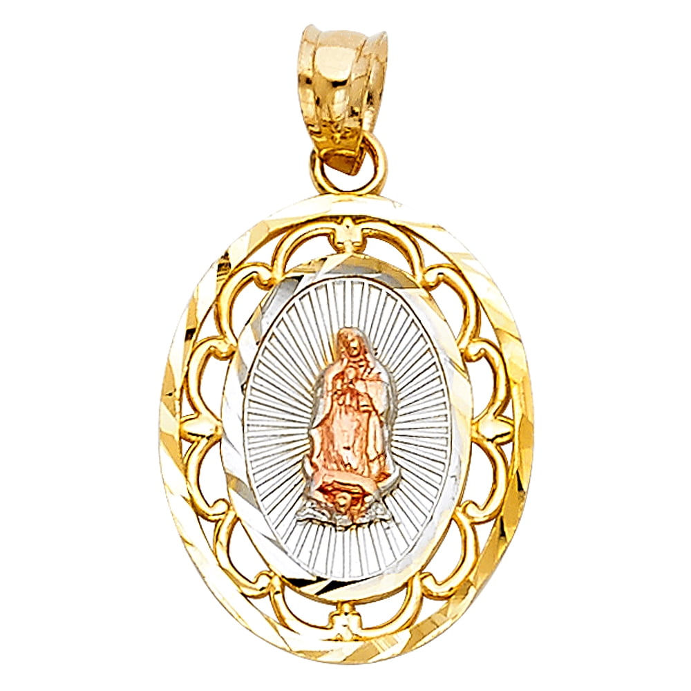 FB Jewels 14K White Yellow And Rose Tri Color Gold Our Lady of ...