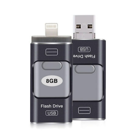 8GB 3 in1 Multi Functions i Flash Drive with Lightning& Micro & USB2.0 Port for Apple iOS & Android & Computers (Best Usb Lightning Flash Drive)