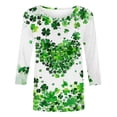 thumbnail image 2 of LEKWK Womens Graphic Tees All Over Print Long Sleeve Casual Tops Cute Tops Green Hearts Shamrocks Pattern St Patricks Day Tops, 2 of 5