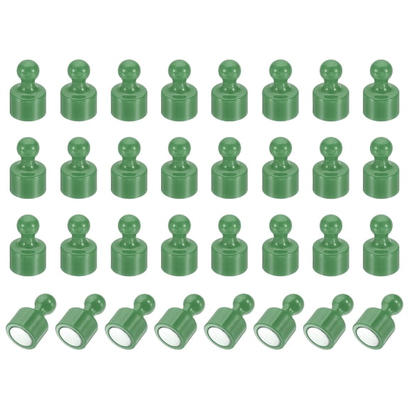 Uxcell 32pcs Magnets Push Pins, 0.8x0.5" Strong Fridge Magnets Magnetic Whiteboard Decorative Thumbtacks for Refrigerator Locker Calendar Office, Green