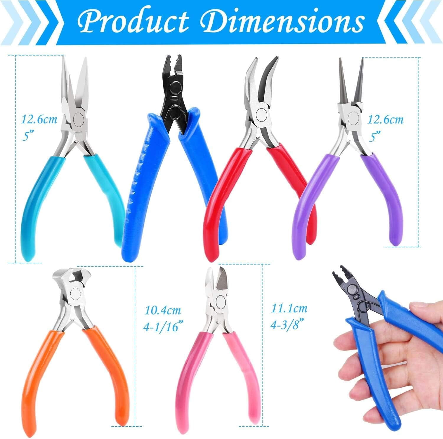 TAETOE Jewelry Making Tools Kit: 8pc Set, Including Needle Round Nose, Wire Cutters, Crimper & End Nippers for Beading & Craft