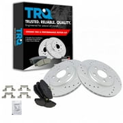 TRQ Rear Posi Ceramic Brake Pad & Performance Drilled Slotted G-Coated Rotors BKA12881 Fits select: 2002-2005 FORD THUNDERBIRD, 2000-2006 LINCOLN LS