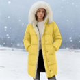 thumbnail image 2 of Women's Puffer Jacket Zipper Button Hooded Down Jacket Lined Thickened Jacket Winter Warm Down Coat, 2 of 5