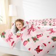 thumbnail image 4 of Feelyou Pink Princess Bowknot Full Size Comforter Sets, Kawaii Winter Santa Claus Bedding Comforter Set, Christmas Flower Reversible Bedding Sets, Microfiber Bedroom Decor, 3-Piece, 4 of 8