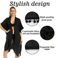 thumbnail image 3 of Black Women Beach Swimsuit Cover Ups Plus Size, Long Kimonos Bathing Swimwear Suit Boho Bikini Coverups Beach Accessories Lightweight Summer Tassel Casual Cardigan for Vacation Cruise Essentials, 3 of 6