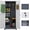 Grey-white, variant on IRONFFICE Metal Garage Storage Cabinets,Metal Broom Closet Storage Cabinet,Utility Cabinets for Brooms and Mops,Steel Tall Cabinet with Shelves for Laundry Room,Bathroom,Home,Grey