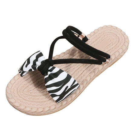 

Qufokar Womens Boots Wide Calf Sandals for Women Slip Open Women S Beach Flat Print Summer Slippers On Shoes Breathable Comfortable Animal Toe Sandals Women S Sandals