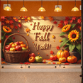 thumbnail image 2 of Decorative Design Happy Fall Banner Leaf Pattern Wooden Background Floral Basket for Autumn Decoration Outdoor Party Thanksgiving, 2 of 9