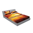 thumbnail image 2 of Ambesonne Ocean Fitted Sheet & Pillow Sham Set, Colorful Sunset Summer, Full, Brown Yellow, 2 of 2