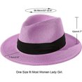 thumbnail image 2 of Sombrero Panamá enrollable de paja de ala ancha para mujer, cinturón con hebilla, sombrero de playa Fedora UPF50+ (10 morado) brillar Electrónica, 2 of 4