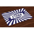thumbnail image 1 of Ambesonne Ethan Place Mats Set of 4, Circle Stripes Boys Name, Standard Size, Navy Blue and White, 1 of 4