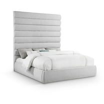 Meridian Furniture Adam Grey Linen Textured Fabric King Bed