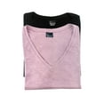 thumbnail image 1 of Felina | Slub Jersey V-Neck T-Shirt | Short Sleeve | 2-Pack (Black Mauve Shadows, Large), 1 of 5