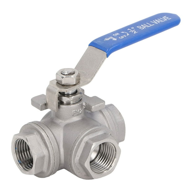 Válvula de bola de 3 vías ANGGREK 1/2 pulg DN15 304 Rosca hembra Tipo L Manual para agua Aceite Gas