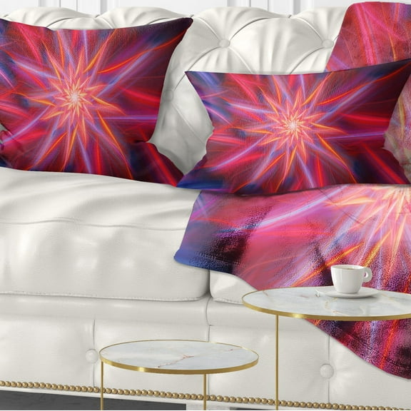 Designart Shining Red Purple Exotic Flower - Floral Throw Pillow - 12x20
