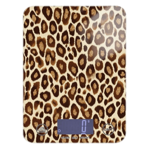 High Precision Digital Kitchen Scale Tempered Glass Food Scale Multifunction Scale Small Kitchen Appliances Brown Leopard Print Pattern