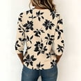 thumbnail image 7 of Edvintorg Womens Casual Tops Floral Printed 3/4 Sleeve Lightweight Shirt Crew Neck Casual Loose Blouses Plus Size Fashion Womans Clothes Khaki XXXL, 7 of 7