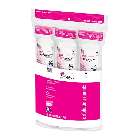 Exfoliante Cotton Rounds Swisspers Premium, 80 unidades, x3