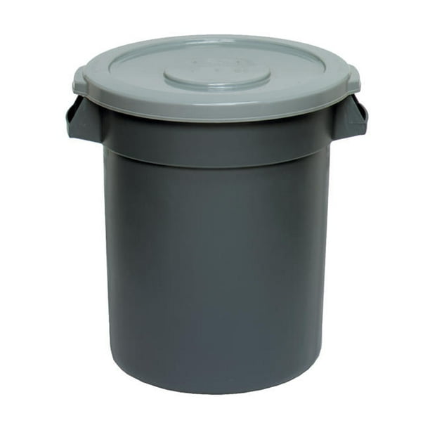 Global Industrial Plastic Trash Container, Garbage Can 10 Gallon Gray