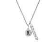 thumbnail image 2 of Delight Jewelry Silvertone Capital Letter - R - Pebble Disc - Silvertone Be Strong and Courageous Bar Charm Necklace, 23", 2 of 4